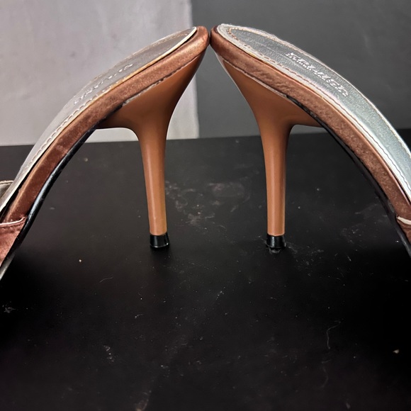 SPLASH Fashion Footwear Slip on Mules 4-inch Heels Brown-tones Sequins and Beads - Picture 10 of 14